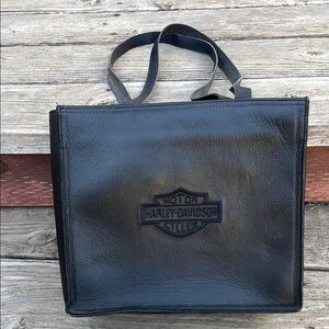 Vintage Harley Davidson Large Black Leather Tote Bag Satchel Purse Big Size